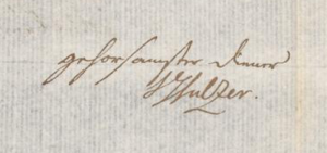 Johann Georg Sulzers Unterschrift (aus einem Brief an J. J. Breitinger, 1745)