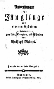 Titelblatt eines Lehrbuchs des Göttinger Professors Christoph Meiners.
